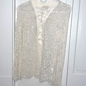 Boston Proper lace long sleeve shirt.